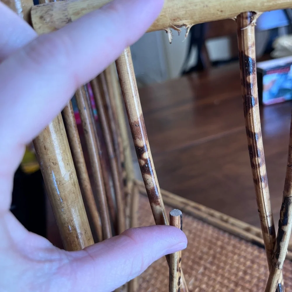 Vintage Tortoiseshell Bamboo Rattan Corner Wall Shelf 3 Tier Decor Boho Rustic